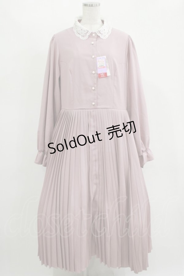 画像1: m petit by misako / AM*レースエリプリーツワンピース LL ピンク H-25-11-15-1023-LO-OP-NS-ZH (1)