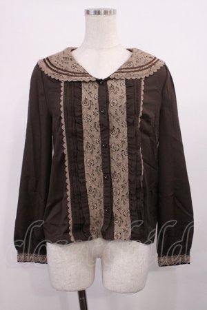 画像: axes femme POETIQUE / レース配色セーラーブラウス M ブラウン H-25-11-15-027-AX-BL-NS-ZH