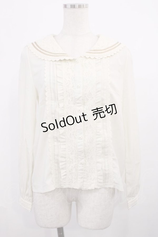 画像1: axes femme POETIQUE / レース配色セーラーブラウス M 生成り H-25-11-15-028-AX-BL-NS-ZH (1)