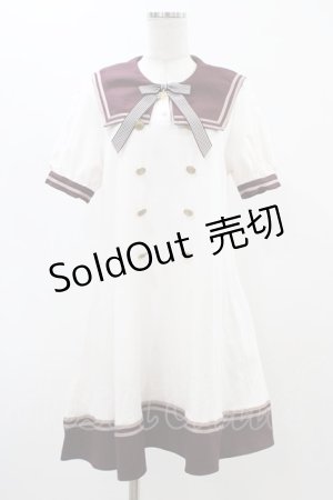 画像: Amavel / セーラーAラインワンピース Free ブラウン H-25-11-16-1037-CA-OP-NS-ZH