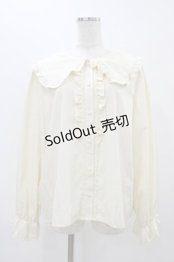 画像1: m petit by misako / AM マルエリフリルブラウス 4L 生成り H-25-11-16-1040-LO-BL-NS-ZH (1)