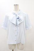 画像1: axes femme / ネモフィラ刺繍リボンブラウス Free サックスストライプ H-25-11-16-1042-AX-BL-NS-ZH (1)
