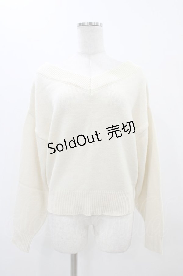 画像1: F&A / バックレースアップVネックニットプルオーバー Free OFF WHITE H-25-11-16-1059-LO-TO-NS-ZH (1)