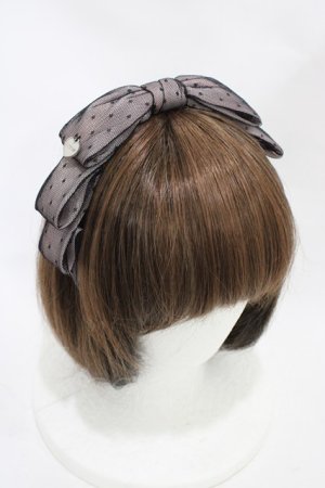 画像: LAFARY / ドットチュールリボンカチューシャ  ブラック H-25-11-16-1002-0-AC-NS-ZH