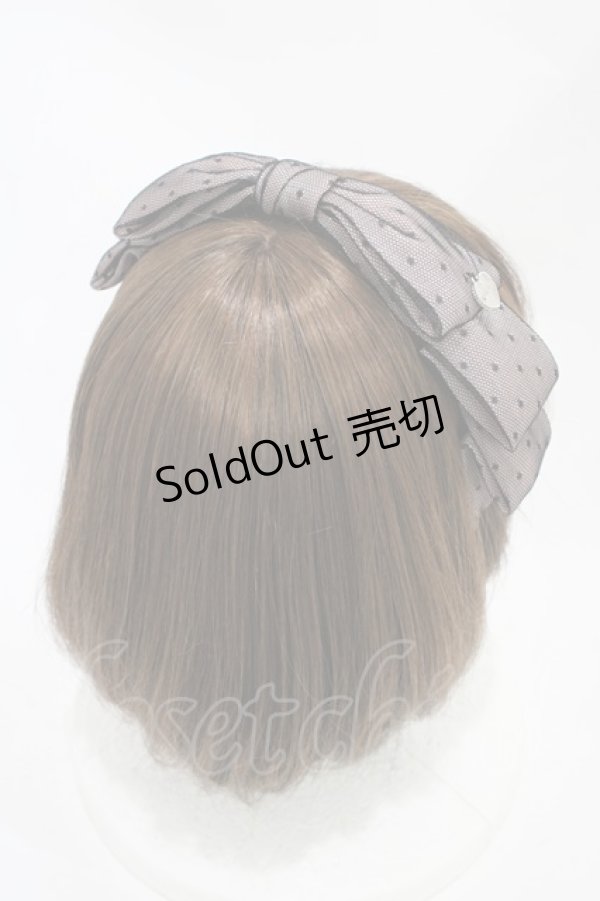 画像2: LAFARY / ドットチュールリボンカチューシャ  ブラック H-25-11-16-1002-0-AC-NS-ZH (2)