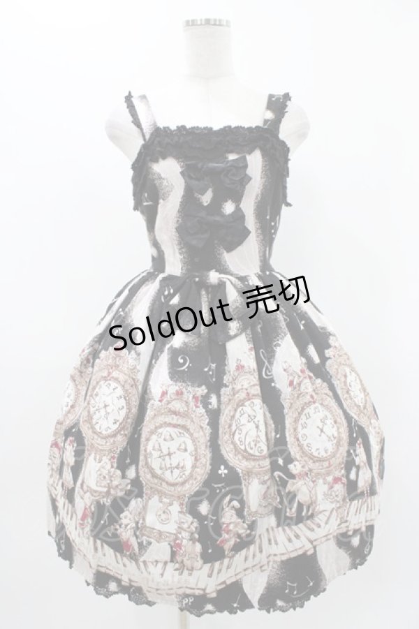 画像1: ALICE and the PIRATES / アリスのからくり時計オーケストラ柄ジャンパースカートI Free ブラック H-25-11-16-1011-PA-OP-NS-ZH (1)