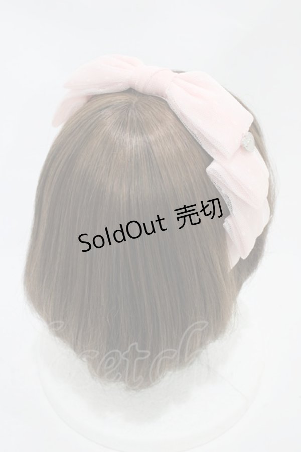 画像2: LAFARY / ドットチュールリボンカチューシャ  ピンク H-25-11-16-1003-0-AC-NS-ZH (2)