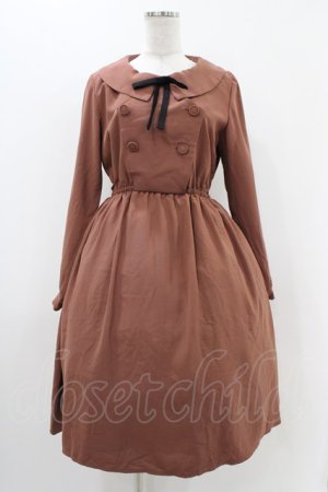 画像: Fi.n.t / リボンタイ付きダブル釦ワンピース Free PINK BROWN H-25-11-16-1018-CA-OP-NS-ZH