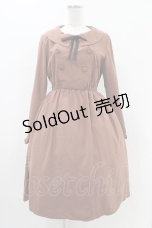 画像: Fi.n.t / リボンタイ付きダブル釦ワンピース Free PINK BROWN H-25-11-16-1018-CA-OP-NS-ZH