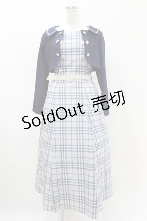画像: an another angelus / ジャケット付きダブル釦チェックワンピース Free NAVY×WH H-25-11-16-1019-CA-OP-NS-ZH