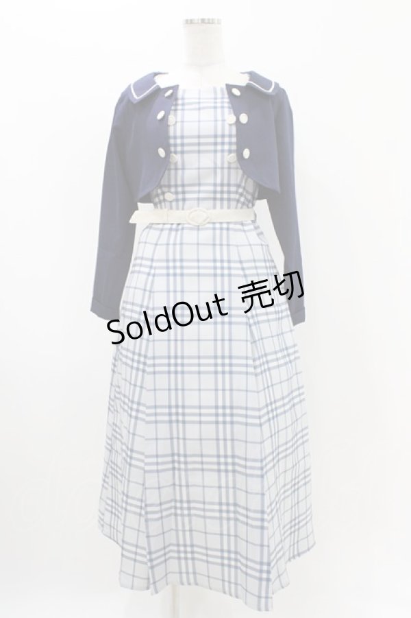 画像1: an another angelus / ジャケット付きダブル釦チェックワンピース Free NAVY×WH H-25-11-16-1019-CA-OP-NS-ZH (1)