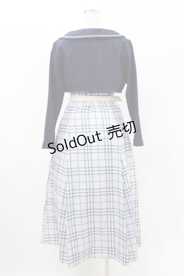 画像2: an another angelus / ジャケット付きダブル釦チェックワンピース Free NAVY×WH H-25-11-16-1019-CA-OP-NS-ZH (2)