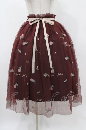 画像: an another angelus / フラワーロゴ刺繍チュールスカート Free Bordeaux H-25-11-16-1026-CA-SK-NS-ZH