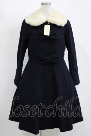 画像: Leur Getter / ダブルリボン付ウールコート  ネイビー H-25-11-17-001-LU-CO-KB-ZH