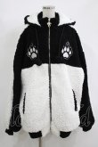 画像1: LISTEN FLAVOR / 猫耳肉球ファイヤーボアブルゾン  ブラック×ホワイト H-25-11-17-034-PU-JA-KB-ZH (1)