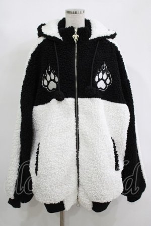 画像: LISTEN FLAVOR / 猫耳肉球ファイヤーボアブルゾン  ブラック×ホワイト H-25-11-17-034-PU-JA-KB-ZH