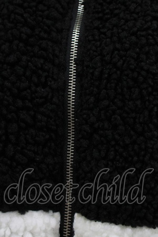 画像4: LISTEN FLAVOR / 猫耳肉球ファイヤーボアブルゾン  ブラック×ホワイト H-25-11-17-034-PU-JA-KB-ZH (4)