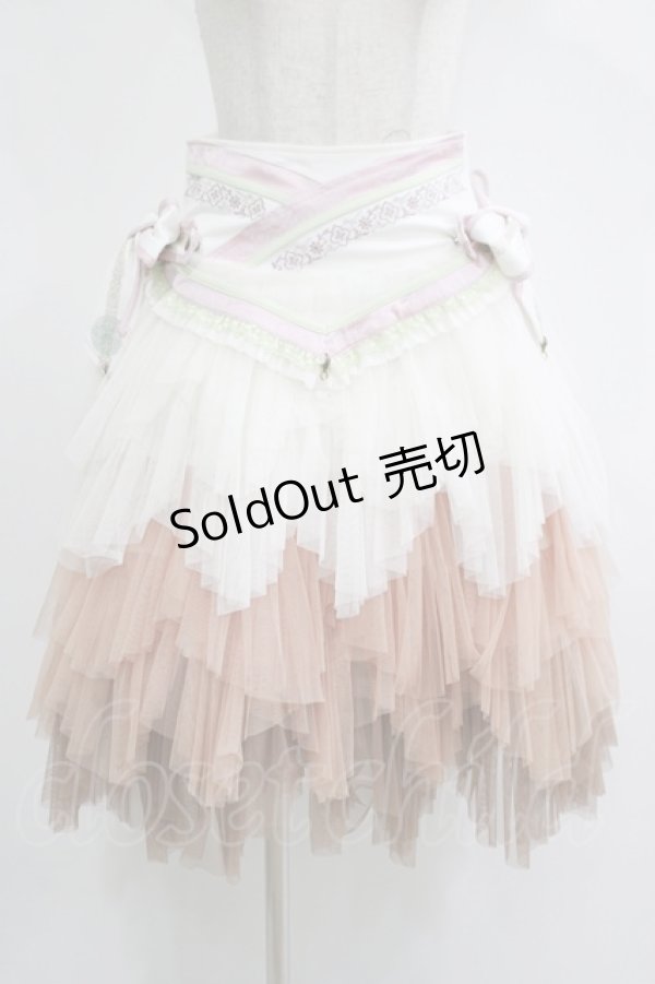 画像1: Ozz oneste / 流水羽衣天女スカート  白×ピンク H-25-11-17-006-OO-SK-KB-ZH (1)
