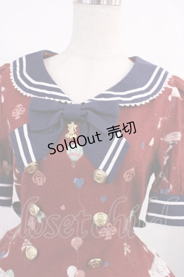 画像4: ALICE and the PIRATES / アリスのワンダーカーチェイス柄ワンピース Free エンジ H-25-11-17-1003-PA-OP-NS-ZH (4)