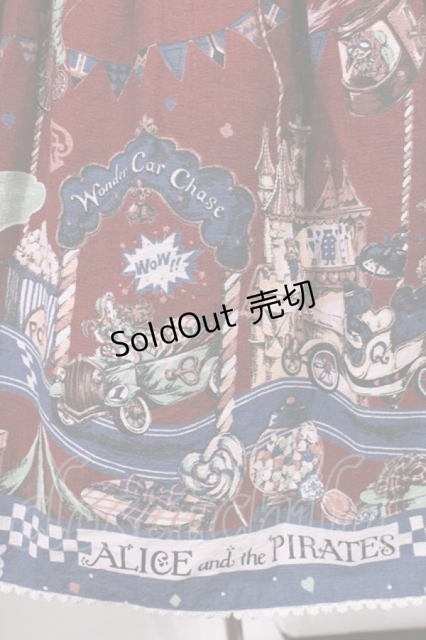 画像5: ALICE and the PIRATES / アリスのワンダーカーチェイス柄ワンピース Free エンジ H-25-11-17-1003-PA-OP-NS-ZH (5)