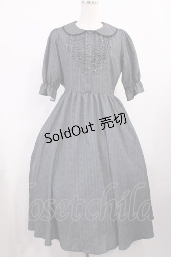 画像1: m petit by misako / MSKストライプフレアワンピース M グレー H-25-11-17-1007-LO-OP-NS-ZH (1)