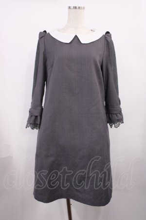画像: axes femme POETIQUE / グレンチェックショルダーレースワンピース M グレー H-25-11-17-1009-AX-OP-NS-ZH