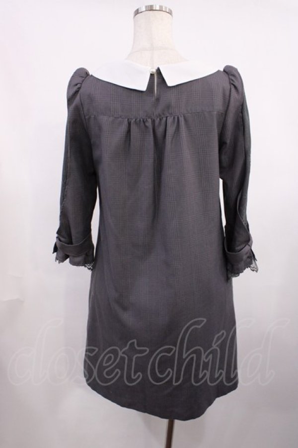 画像2: axes femme POETIQUE / グレンチェックショルダーレースワンピース M グレー H-25-11-17-1009-AX-OP-NS-ZH (2)