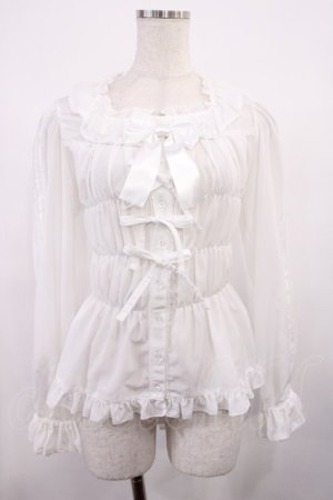 画像: metamorphose / スクエアあきフリルブラウス（長袖）・デシン サイズ1 オフ H-25-11-17-1019-ME-BL-NS-ZH