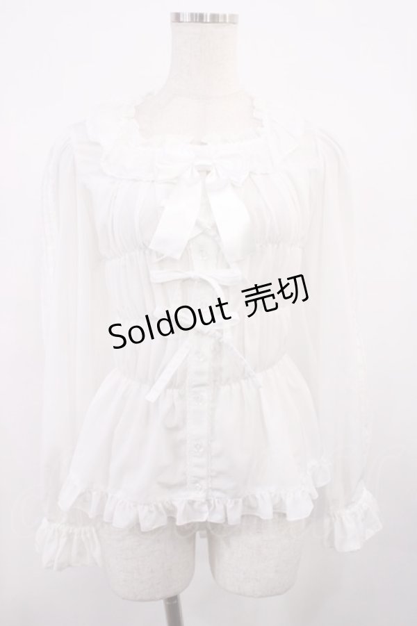 画像1: metamorphose / スクエアあきフリルブラウス（長袖）・デシン サイズ1 オフ H-25-11-17-1019-ME-BL-NS-ZH (1)