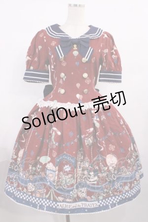 画像: ALICE and the PIRATES / アリスのワンダーカーチェイス柄ワンピース Free エンジ H-25-11-17-1003-PA-OP-NS-ZH