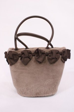 画像: m petit by misako / NINA'Sコラボ リボンファーバッグ  ブラウン H-25-11-17-1034-LO-BG-NS-ZH