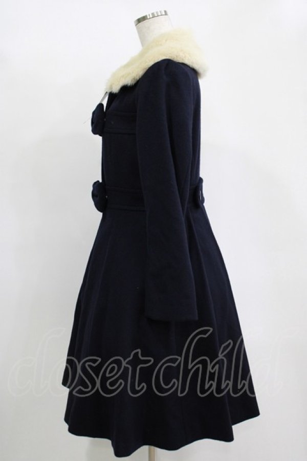 画像2: Leur Getter / ダブルリボン付ウールコート  ネイビー H-25-11-17-001-LU-CO-KB-ZH (2)