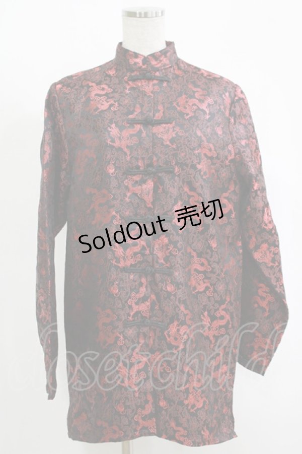 画像1: LISTEN FLAVOR / ブロケードチャイナシャツ  ブラックドラゴン H-25-11-17-057-PU-BL-KB-ZH (1)