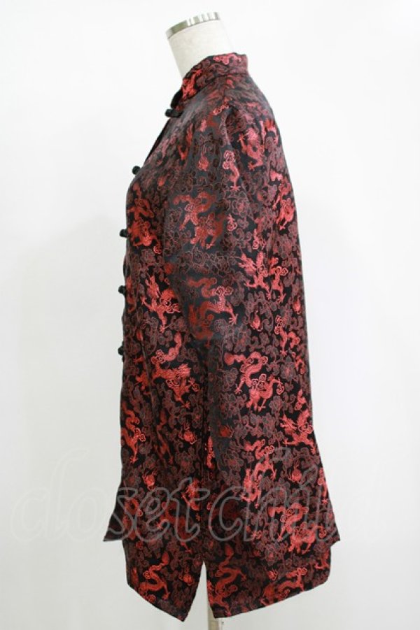 画像2: LISTEN FLAVOR / ブロケードチャイナシャツ  ブラックドラゴン H-25-11-17-057-PU-BL-KB-ZH (2)