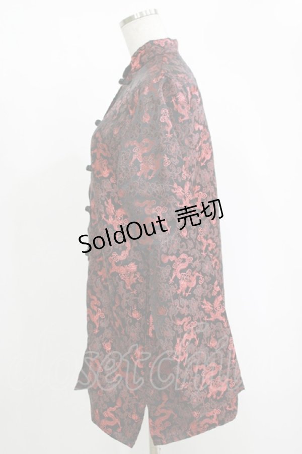 画像2: LISTEN FLAVOR / ブロケードチャイナシャツ  ブラックドラゴン H-25-11-17-057-PU-BL-KB-ZH (2)