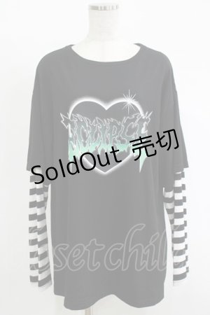 画像: LISTEN FLAVOR / ハートメタルロゴレイヤード風ロンT  ブラック H-25-11-17-067-PU-TO-KB-ZH