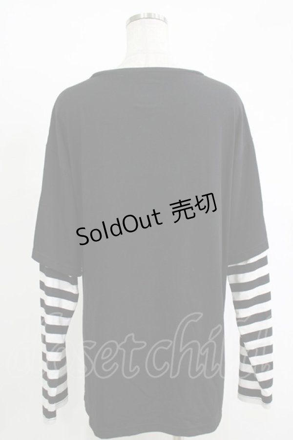 画像3: LISTEN FLAVOR / ハートメタルロゴレイヤード風ロンT  ブラック H-25-11-17-067-PU-TO-KB-ZH (3)