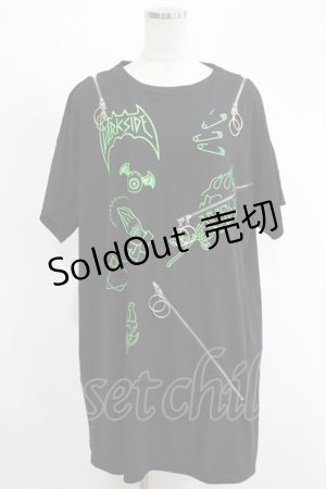 画像: 【SALE】LISTEN FLAVOR / グラフィティージップトップス  ブラック×グリーン H-25-11-17-068-PU-TO-KB-ZT464