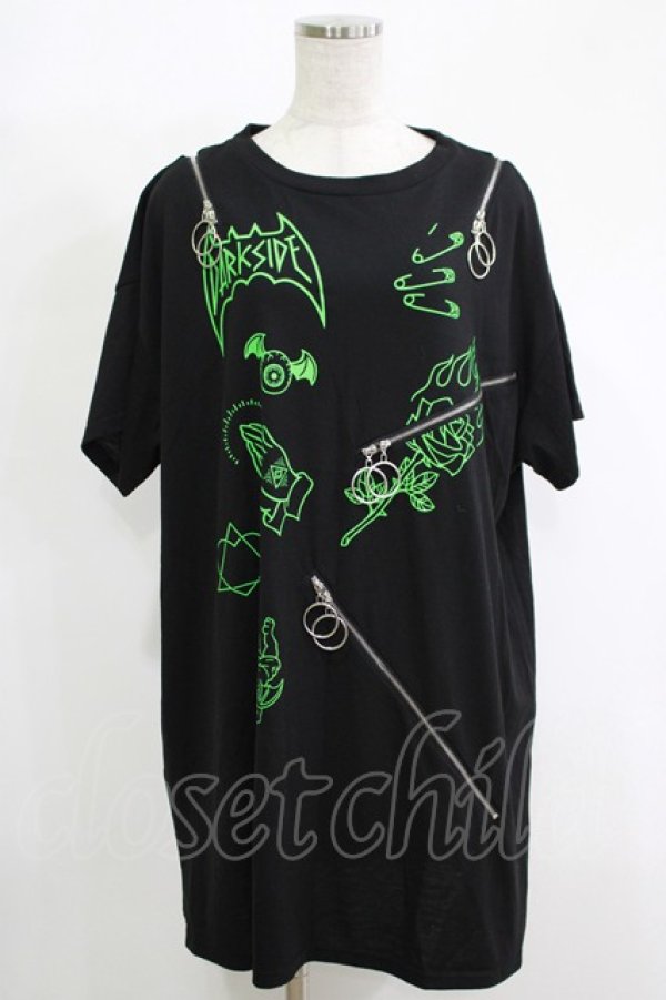 画像1: LISTEN FLAVOR / グラフィティージップトップス  ブラック×グリーン H-25-11-17-068-PU-TO-KB-ZT464 (1)