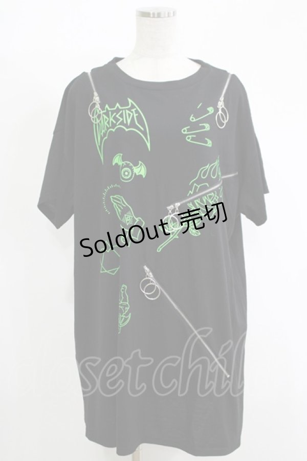 画像1: 【SALE】LISTEN FLAVOR / グラフィティージップトップス  ブラック×グリーン H-25-11-17-068-PU-TO-KB-ZT464 (1)