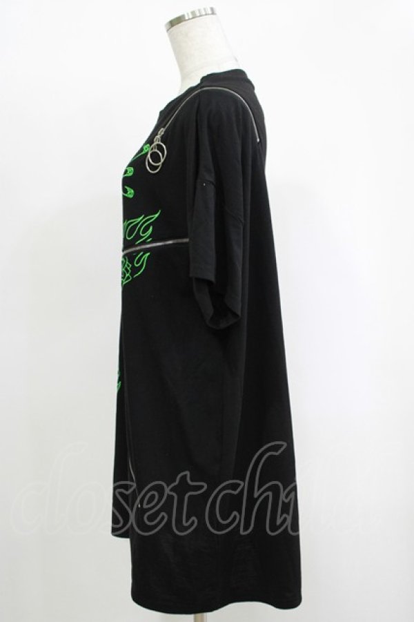 画像2: LISTEN FLAVOR / グラフィティージップトップス  ブラック×グリーン H-25-11-17-068-PU-TO-KB-ZT464 (2)