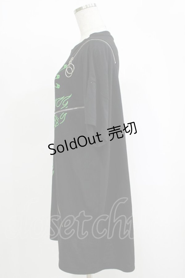 画像2: 【SALE】LISTEN FLAVOR / グラフィティージップトップス  ブラック×グリーン H-25-11-17-068-PU-TO-KB-ZT464 (2)