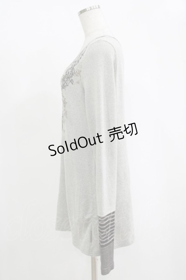 画像2: Rozen Kavalier / 刺繍プリントロングカットソー  グレー H-25-11-17-069-OO-TO-KB-ZH (2)