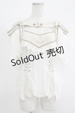 画像: Ozz oneste / rose刺繍使い 2way frillカットソー（ALYSモデル）  オフ H-25-11-17-072-OO-TO-KB-ZH