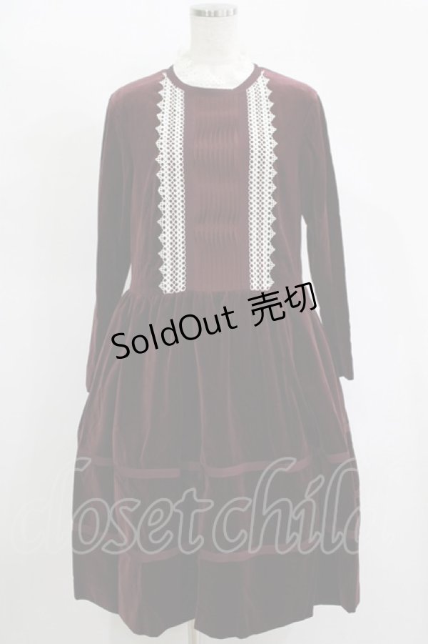 画像1: Jane Marple / コットンベルベットマリオネットドレス M ボルドー H-25-11-17-003-JM-OP-KB-ZH (1)