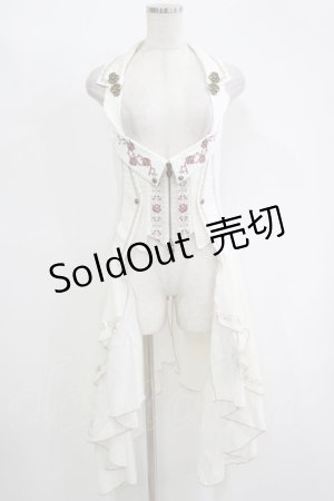 画像: Ozz oneste / 薔薇刺繍オーバー付きベスト  白 H-25-11-17-020-OO-TO-KB-ZH