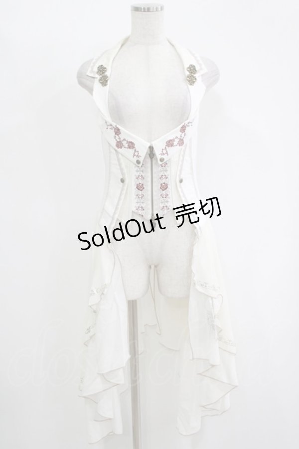 画像1: Ozz oneste / 薔薇刺繍オーバー付きベスト  白 H-25-11-17-020-OO-TO-KB-ZH (1)
