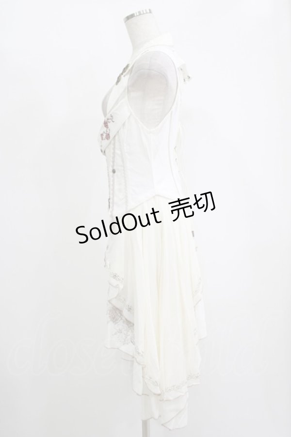 画像2: Ozz oneste / 薔薇刺繍オーバー付きベスト  白 H-25-11-17-020-OO-TO-KB-ZH (2)