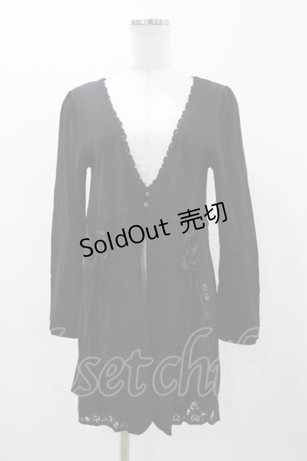 画像1: axes femme / レースアップ切替カーディガン M ブラック H-25-11-18-1047-AX-TO-NS-ZH (1)