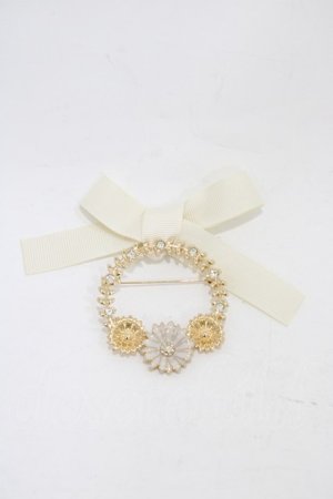 画像: m petit by misako / AMフラワーリーフブローチ  アイボリー H-25-11-18-1006-LO-AC-NS-ZH